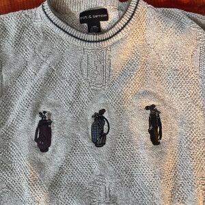 Croft & Barrow Light Gray Sweater with Golf Design